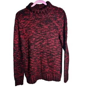 JOE FRESH Red Black Marled Knit Turtleneck Sweater Long‎ Sleeve Women L G